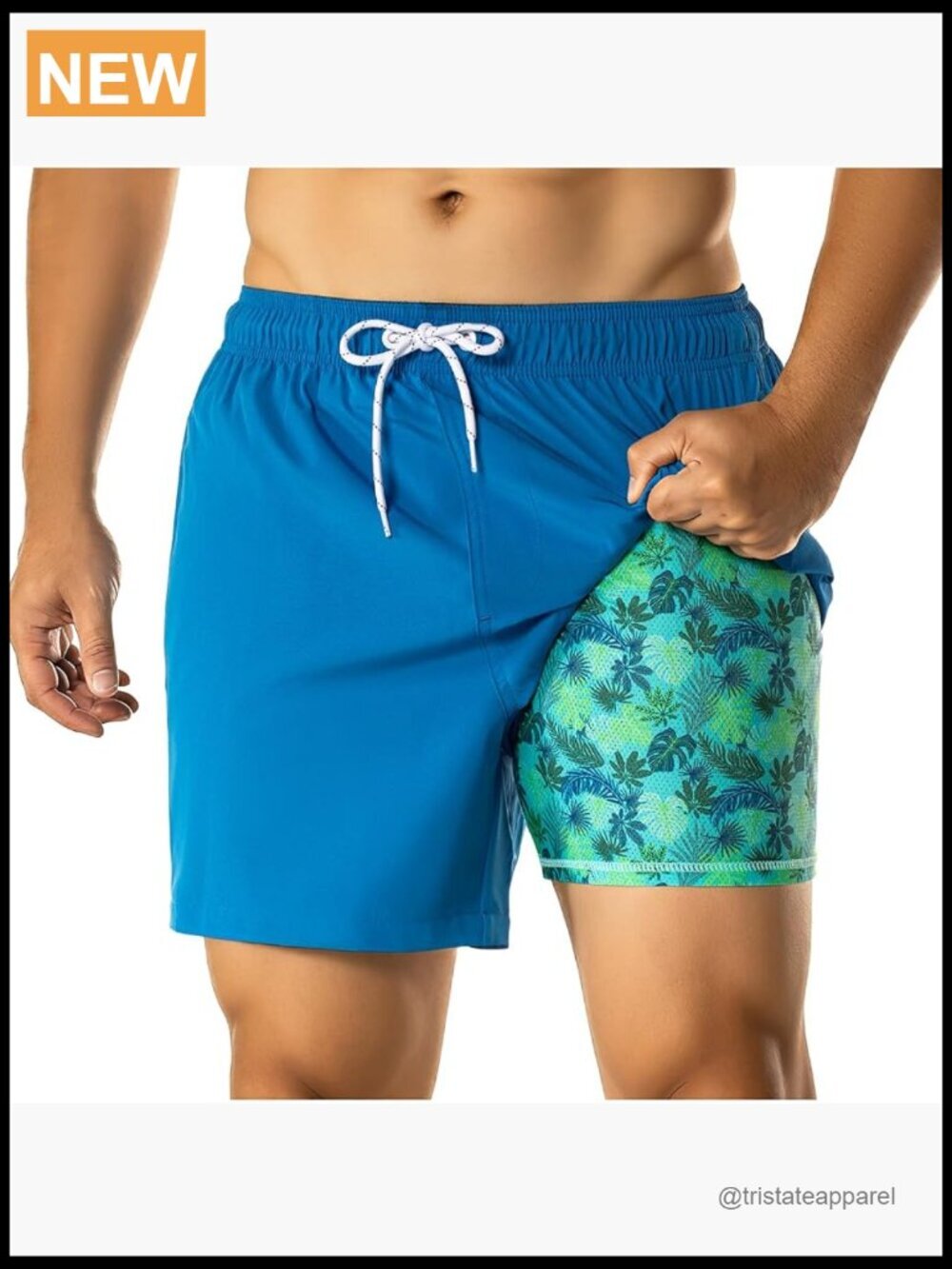Mens Swim Trunks with Compression Liner 5 Inch Inseam Quick Dry UPF 50+